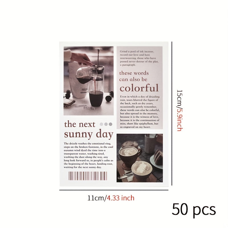 50 Sheets Retro Art Style DIY Journal Decoration Background Paper Pack