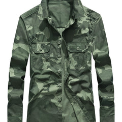 Men's Camo Pattern Button Up Long Sleeve Shirt