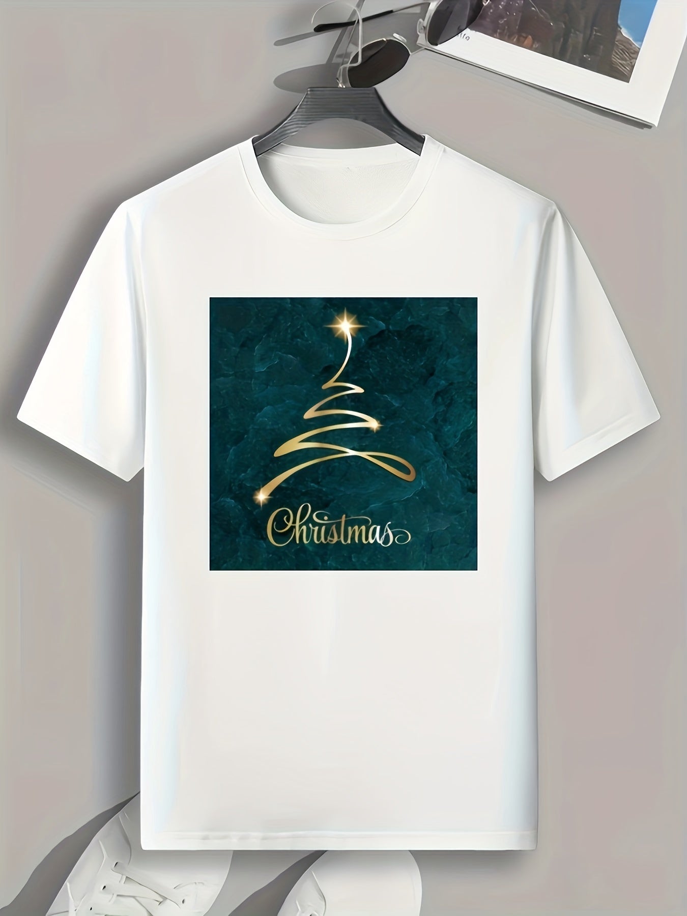 Christmas Light Print Men's Graphic T shirt Casual Comfy Tees For Summer