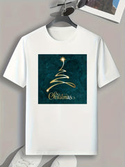 Christmas Light Print Men's Graphic T shirt Casual Comfy Tees For Summer