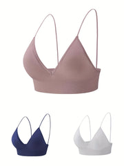 3pcs Backless Thin Strap Bras Seamless Bottoming Lingerie