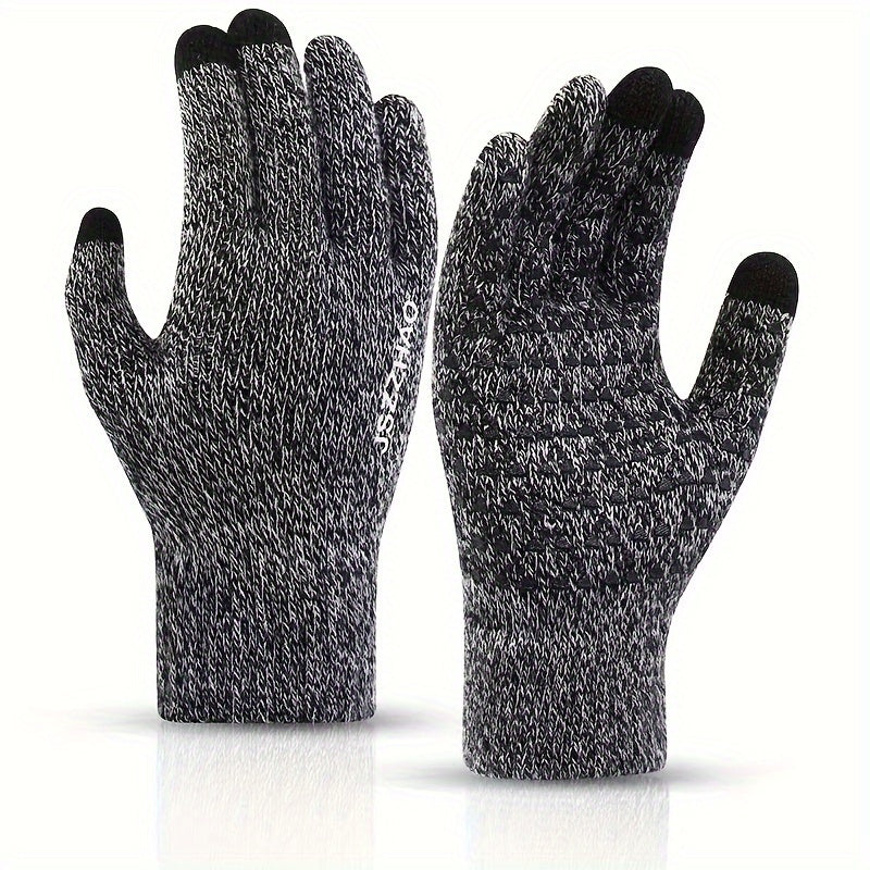 2 Pairs Knitted Gloves Plus Velvet Thickened Touch Screen Winter Outdoor