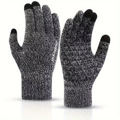 2 Pairs Knitted Gloves Plus Velvet Thickened Touch Screen Winter Outdoor