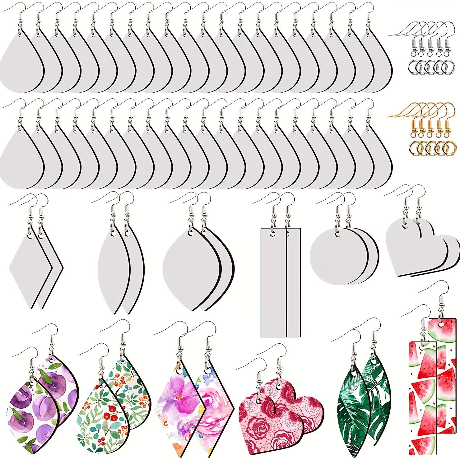 260pcs Water Drop Love Double Sided Printed Charms for Earrings Jewelry