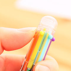 2pcs Cartoon Multicolor Ballpoint Pen 0.5mm Press Colorful 6 Pen 5.51inch