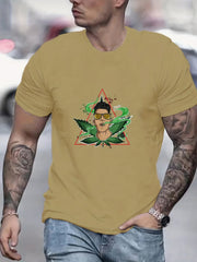 Comic Man Smoke Print Men's Graphic T-shirt