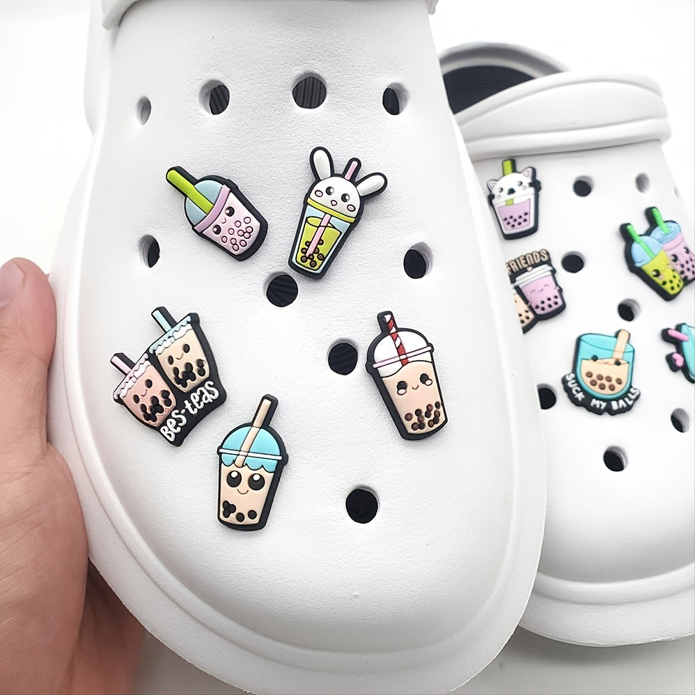10pcs PVC Milk Tea Cartoon Shoe Charms Party Favor