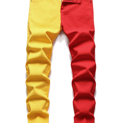 Men's Skinny Street Style Patchwork Cotton Jeans