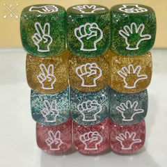 12 Transparent Glitter Dices Finger Puzzle Game 4 Colors 3 Pieces