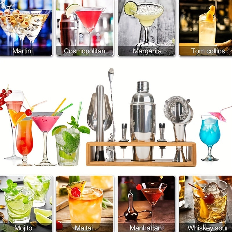 14pcs Cocktail Shaker Set Bartender Kit Silvery