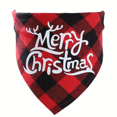 Christmas Plaid Pet Collar Dog Bandana Triangle Towel Scarf Bib