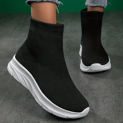 Women's High Top Slip On Sock Sneakers Breathable Knit Shoes