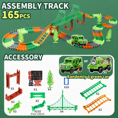 165pcs 3D Soft Rail Track Car DIY Assembled Dinosaur Sticker