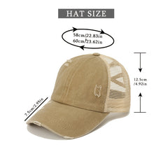 Distressed Criss Cross Ponytail Cap Outdoor Casual Hat