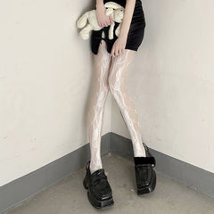 Jacquard Fishnet Tights High Waist Mesh Pantyhose