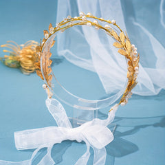 Golden Leaf Hairband Bridal Headdress Wedding Dress Accessories