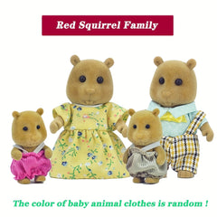 Forest Animal Family Toy House with 4pcs Set of Movable Body Dolls