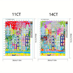 Colorful Houses Cross Stitch Kit 30x40cm 11 8x15 7Inch