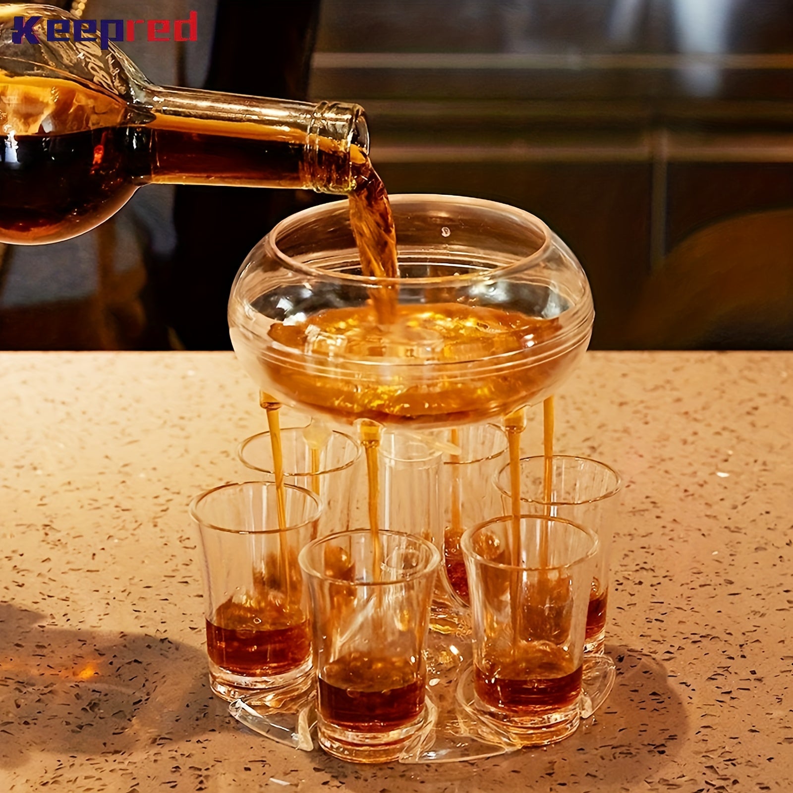 Keepred Shot Glass Dispenser with 6 Glasses Wine Holder for Party