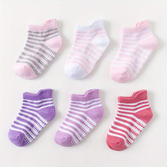 6 Pairs of Baby Non-Slip Floor Socks for Girls