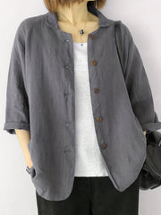 Button Front Jackets Casual Turn Down Collar Long Sleeve Solid Outerwear