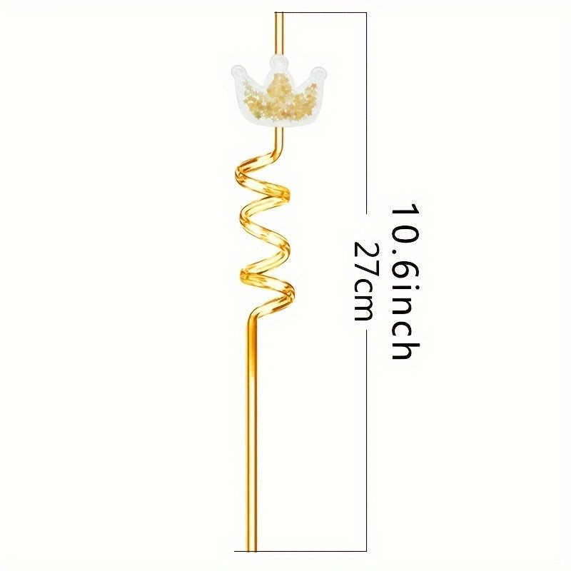 4pcs Glitter Princess Party Favors Crown Drinking Straws