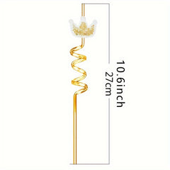 4pcs Glitter Princess Party Favors Crown Drinking Straws