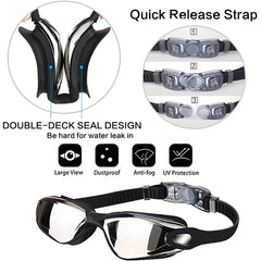 5-in-1 Electroplated Swimming Goggles & Cap Set for Clear Vision & Comfort