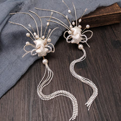 Tassel Faux Pearl Hair Clips 2pcs 1pair Headwear Bridal Party Styling