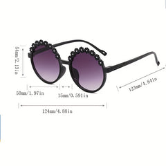 Girls Sweet Flowers Round Frame Sunglasses UV Protection Summer Accessories