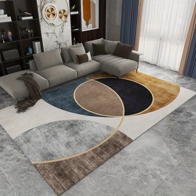 Modern Abstract Geometric Area Rug Grey Floor Carpet Non Shedding
