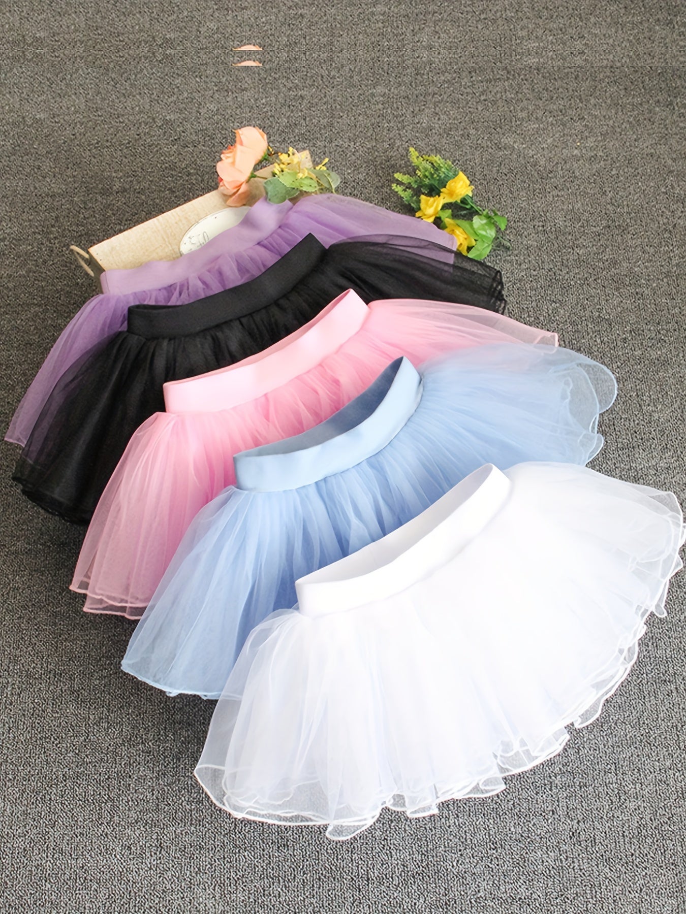 Girls Dreamy Solid Tutu Skirt Four Layers Dance Skirt