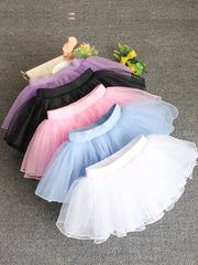 Girls Dreamy Solid Tutu Skirt Four Layers Dance Skirt