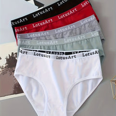 5pcs Letter Print Briefs Comfy Stretchy Panties Women's Lingerie