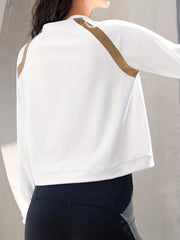 Women's Boat Neck Casual Pullover Top Bell Cuff Activewear