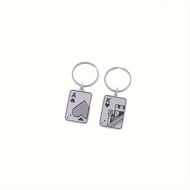 Creative Stainless Steel Playing Card Keychain Keyring Small Gift