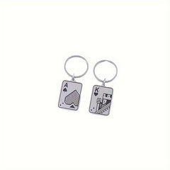 Creative Stainless Steel Playing Card Keychain Keyring Small Gift