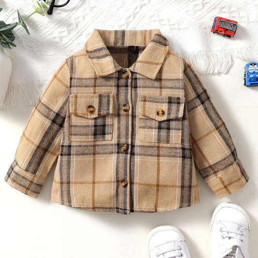 Boy Plaid Shirt Romper Flannel Long Sleeve Oversized Tops Button Down
