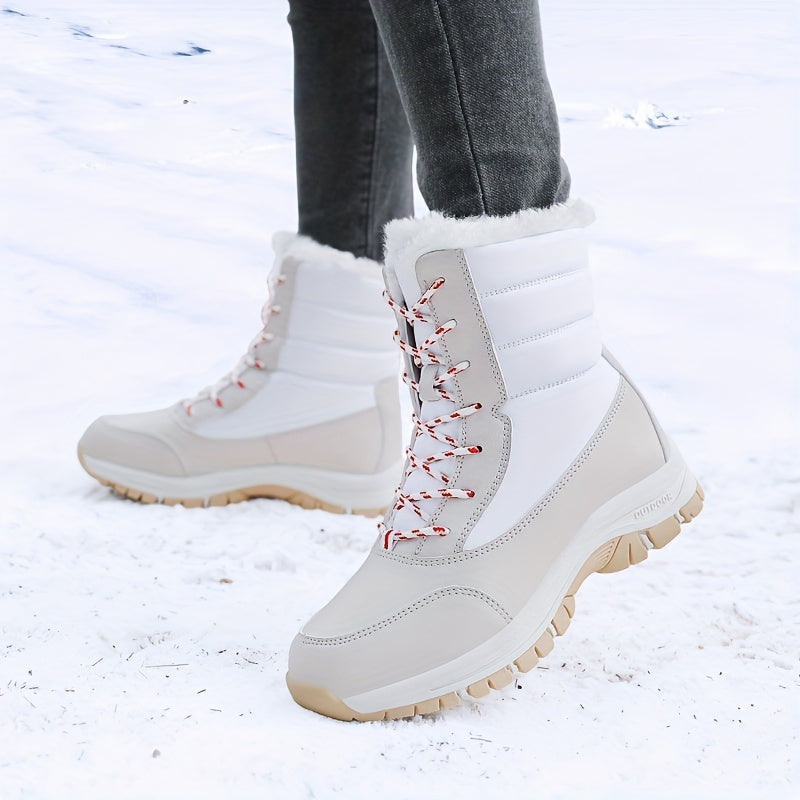 Plush Lined Thermal Snow Boots Wear Resistance Non Slip Round Toe Snow Shoes