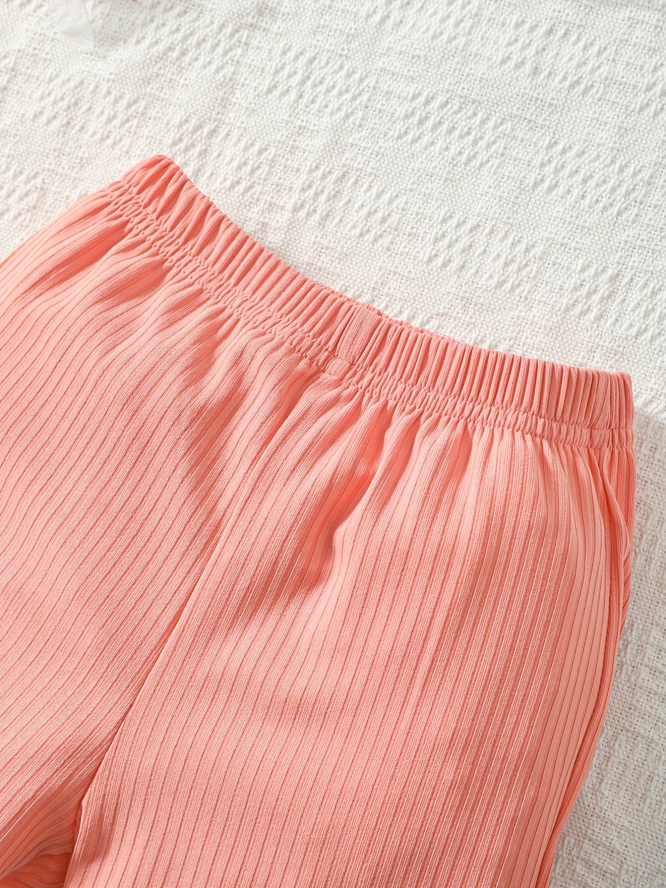 3pcs Girls' Striped Casual Shorts Set Kid Girls Summer Lounge Shorts