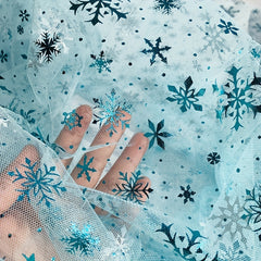 1 Yard Snowflake Tulle Rainbow Silvery Snow Star Fabric