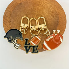 Colorful Football Keychains Set - Unique Helmet Chicken Leg Metal Keyrings