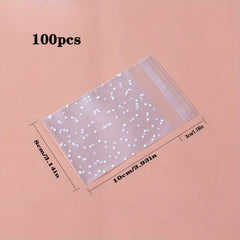 100pcs Transparent Self Sealing Polka Dot Candy Bags