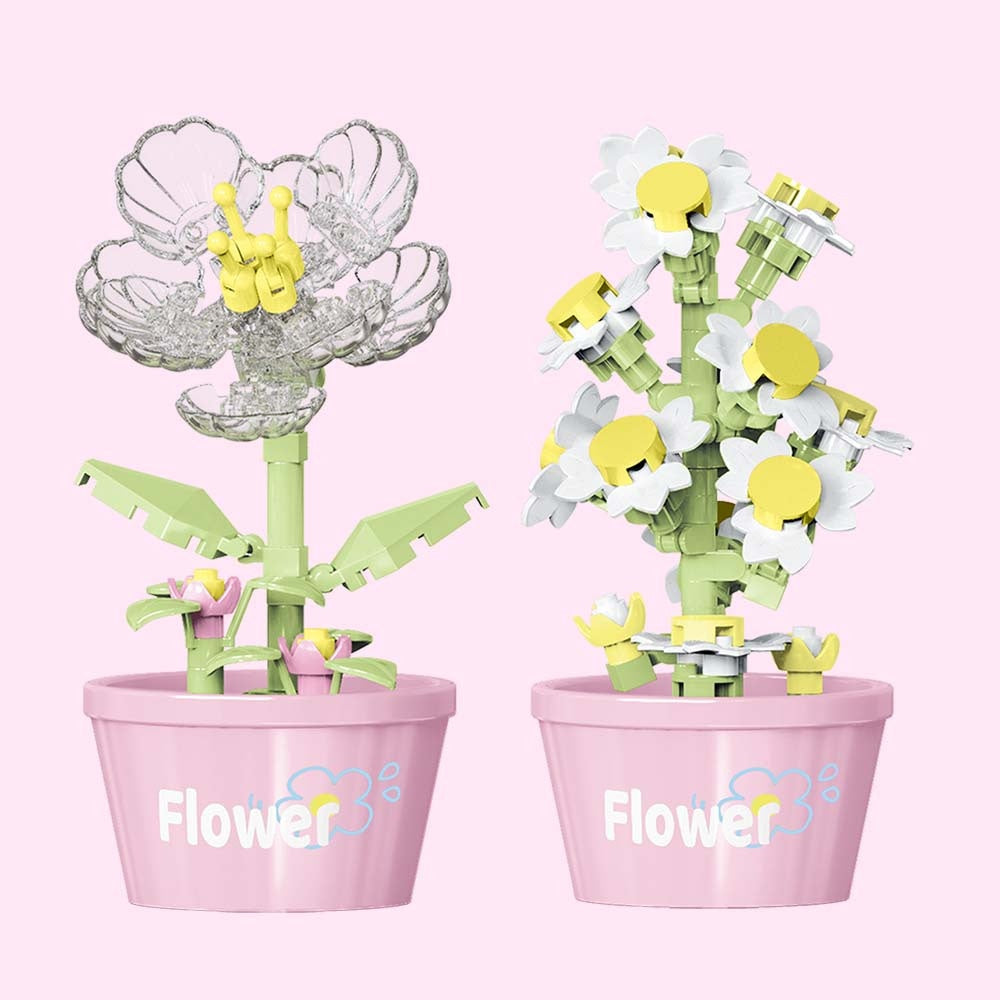 Mini Flowers Building Blocks Toy Chrysanthemum Daisy Rose Creative