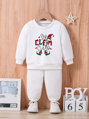 Baby Cartoon Elfin Letter Print Outfit Set