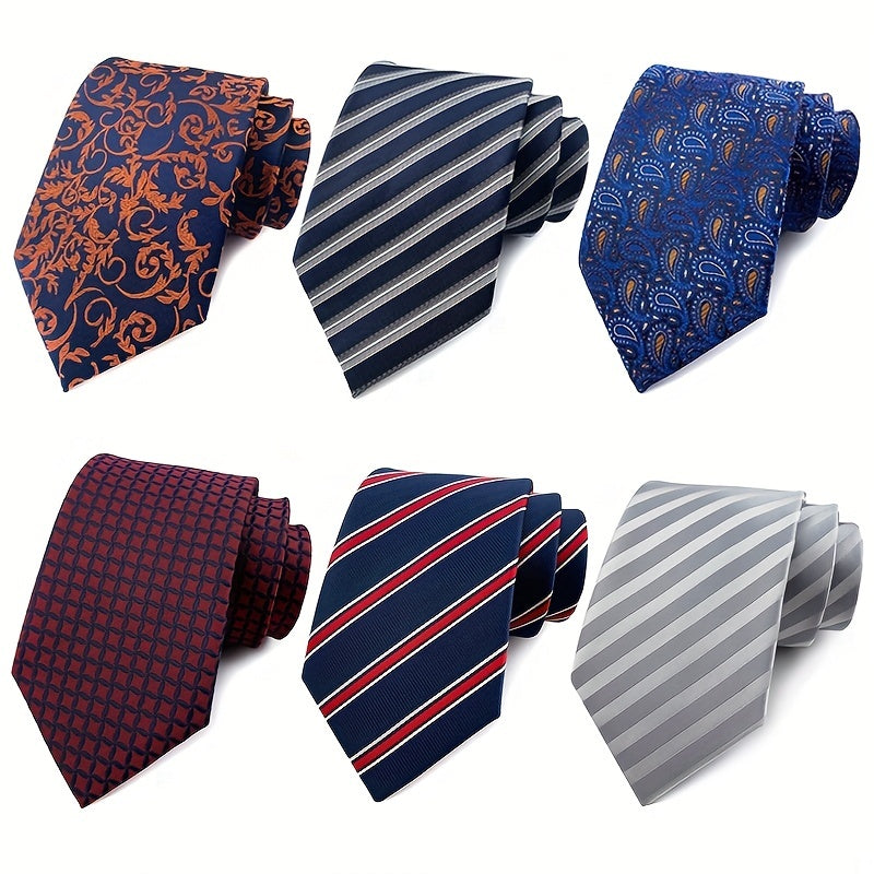 6 Packs Men's Striped Paisley Waist Flower Tie Combination
