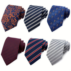 6 Packs Men's Striped Paisley Waist Flower Tie Combination