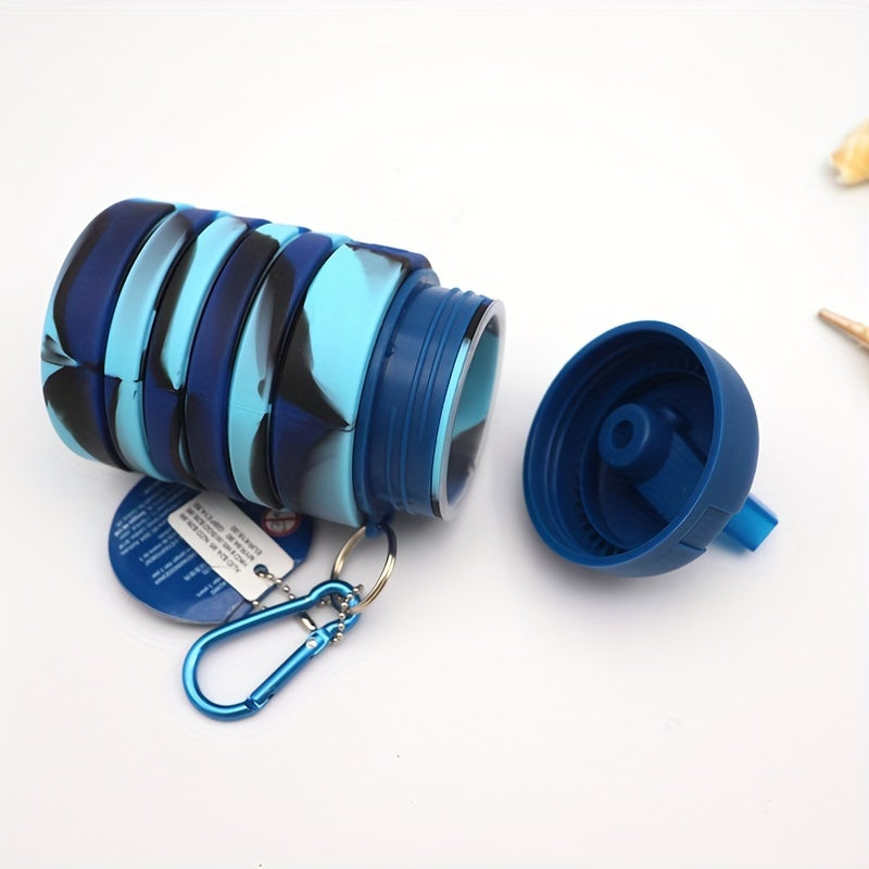 500ml Silicone Folding Water Cup Portable Camouflage Bottle