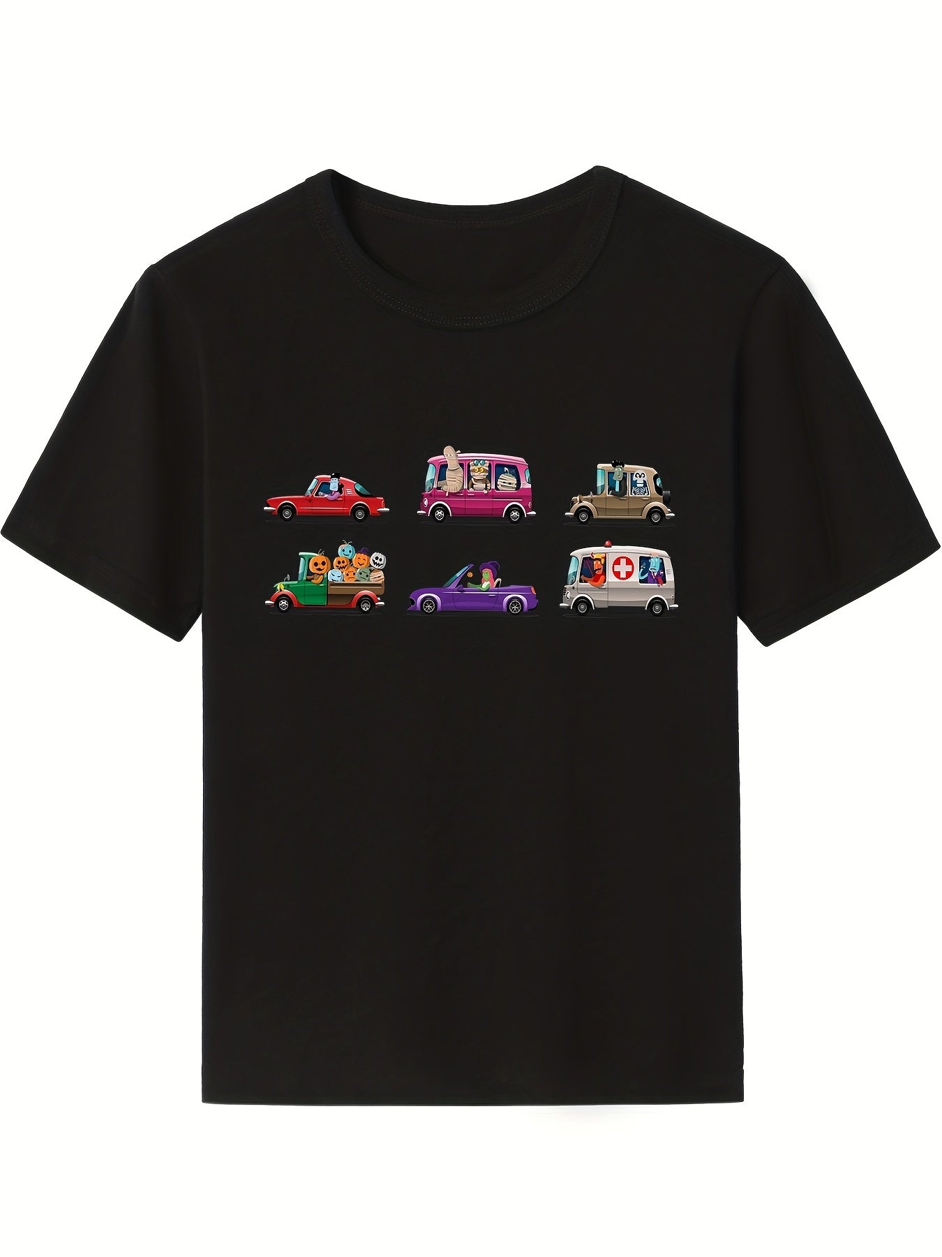Girls Cartoon Portrait T-shirt Soft Cotton Crew Neck Short Sleeve