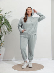 Solid Hooded Sweatshirt & Jogger Sweatpants Set